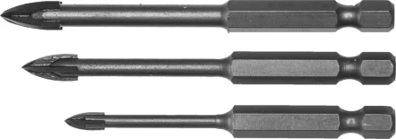 Набор ЗУБР &quot;ПРОФЕССИОНАЛ&quot;: Сверла по кафелю, керамике, с четырьмя режущими лезвиями 4, 6, 8 мм, 3 шт 29845-H3_z01 купить в Ноябрьске