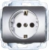 Розетка СВЕТОЗАР &quot;ГАММА&quot; с заземлением, одинарная, без вставки и рамки, цвет светло-серый металлик,16А/~250В SV-54105-SM купить в Ноябрьске