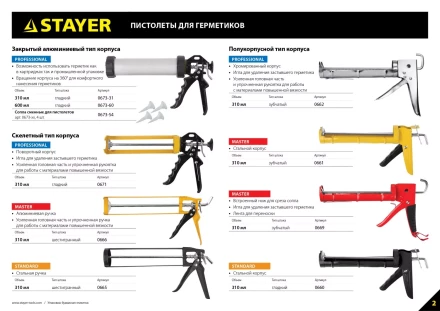 Пистолет для герметика STAYER &quot;PROFESSIONAL&quot; 0673-31, закрытый, алюминиевый корпус, 310мл 0673-31 купить в Ноябрьске