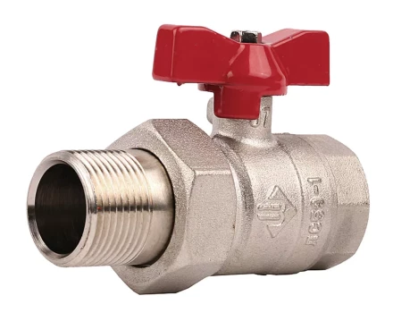 Кран ЗУБР шаровой 3/4&quot; полнопроходной с накидной гайкой &quot;мама-папа&quot;, бабочка, никелированная латунь 51357-N-3/4 купить в Ноябрьске