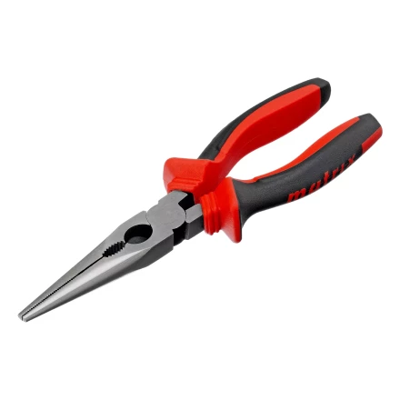 Длинногубцы прямые Matrix, 200 мм, хром-ванадий, двухкомпонентные рукоятки, 17311 купить в Ноябрьске