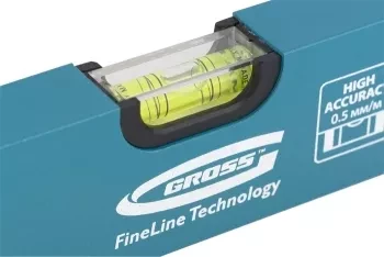 Уровень алюминиевый усиленный 800 мм толщина профессиональный 2 мм 3 глазка  GROSS 33628 купить в Ноябрьске