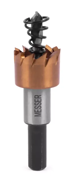 HSS-TiN коронка MESSER  17мм с центр. сверлом и толкающей пружиной для  лист. материала  до 2 мм ц/х купить в Ноябрьске