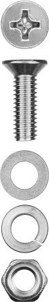 Винт (DIN965) в комплекте с гайкой (DIN934), шайбой (DIN125), шайбой пруж. (DIN127), M5 x 20 мм, 16 шт, ЗУБР 303456-05-020 купить в Ноябрьске