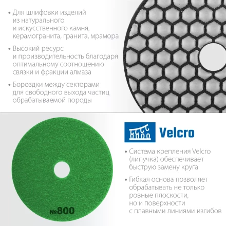 ЗУБР 100 мм, №800, сухое шлифование, алмазный гибкий шлифовальный круг АГШК, Профессионал (29868-800) купить в Ноябрьске