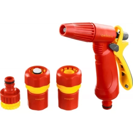 Набор GRINDA поливочный: Распылитель пистолетный с регулируемым соплом, соединитель 1/2", соединитель 1/2" с автостопом, адаптер внешний 1/2"-3/4" 8-427386_z02 купить в Ноябрьске