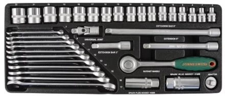 Набор головок торцевых 3/8&quot;DR 6-22мм ключи комбинированные 7-17мм 36предметов Jonnesway S04Н3536S 47394 купить в Ноябрьске