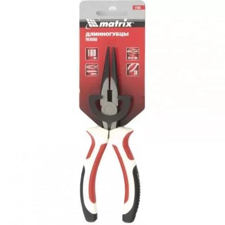 Длинногубцы Premium 180 мм прямые трехкомпонентные рукоятки MATRIX 17186 купить в Ноябрьске