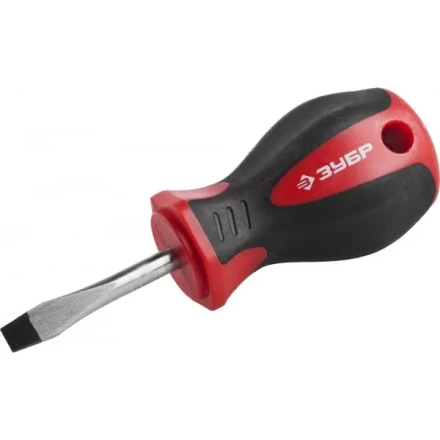 Отвертка ЗУБР &quot;МАСТЕР&quot;, &quot;STUBBY&quot; ( бочка ), Cr-v, эргономичная двухкомпонентная рукоятка, SL4,7x38мм 25061-38-4.7_z02 купить в Ноябрьске