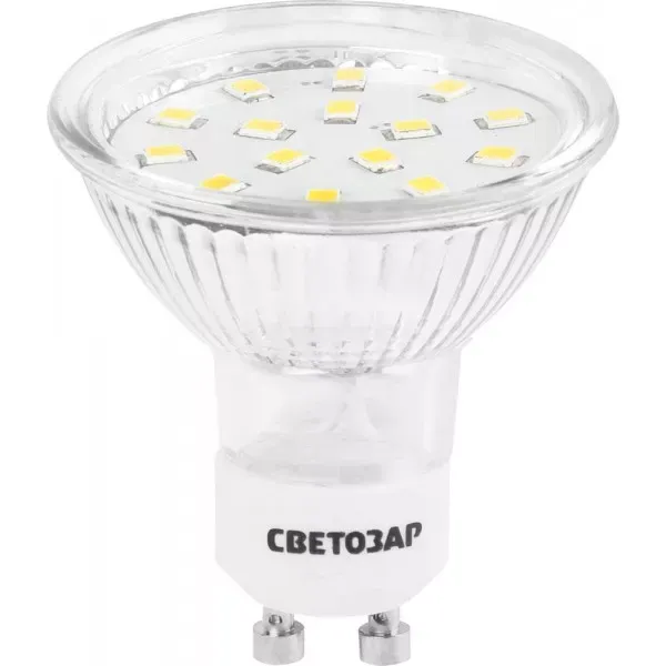 Лампы СВЕТОЗАР светодиодные "LED technology", цоколь GU10, теплый белый свет (3000К), 220В, 3Вт (25) 44560-25_z01 купить в Ноябрьске