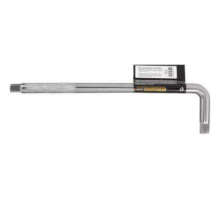 Вороток Г-образный, 300*75 мм, квадрат 1/2&quot;, CrV, матовый хром Denzel 14064 купить в Ноябрьске