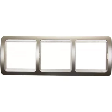 Панель СВЕТОЗАР &quot;ГАММА&quot; накладная, горизонтальная, цвет золотой металлик, 3 гнезда SV-54148-GM купить в Ноябрьске