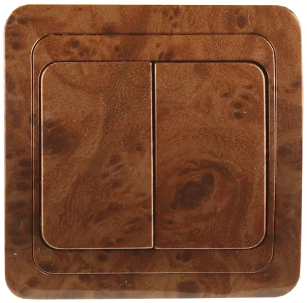 Выключатель СВЕТОЗАР &quot;ГАММА&quot; двухклавишный, цвет орех, 10A/~250B SV-54134-N купить в Ноябрьске