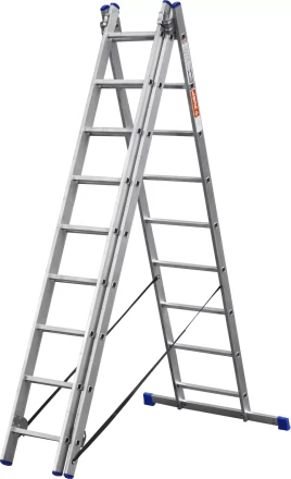Лестница ЗУБР универсальная, трехсекционная со стабилизатором, 9 ступеней 38831-09 купить в Ноябрьске