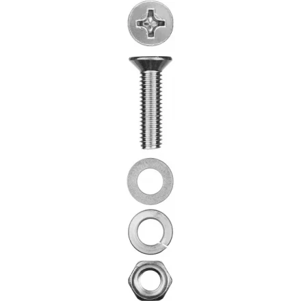 Винт (DIN965) в комплекте с гайкой (DIN934), шайбой (DIN125), шайбой пруж. (DIN127), M4 x 30 мм, 18 шт, ЗУБР 303456-04-030 купить в Ноябрьске