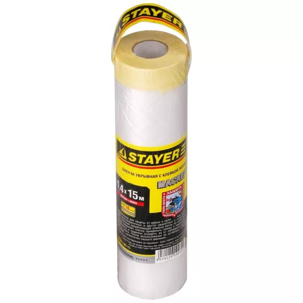 Пленка STAYER "PROFESSIONAL" защитная с клейкой лентой "МАСКЕР", HDPE, 9мкм, 1,4х15м 12255-140-15 купить в Ноябрьске