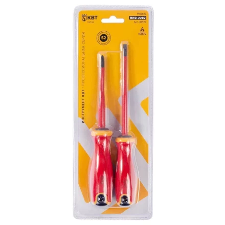 Набор диэлектрических отверток КВТ SLIM VDE НИО-2202 сталь S2, профиль SL, PH, 2 шт. (88929) купить в Ноябрьске