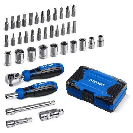 ЗУБР Профессионал-39 набор 39 шт: трещетка, отвертка-битодержатель с насадками (25180) купить в Ноябрьске