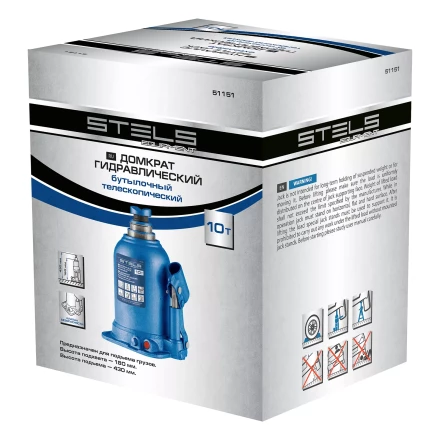 Домкрат гидравлический бутылочный телескопический Stels 51151, 10 т, подъем 180-430 мм купить в Ноябрьске