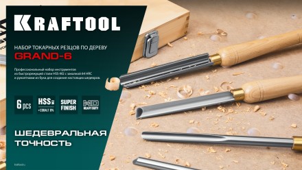Набор профессиональных токарных резцов по дереву KRAFTOOL 18368 купить в Ноябрьске