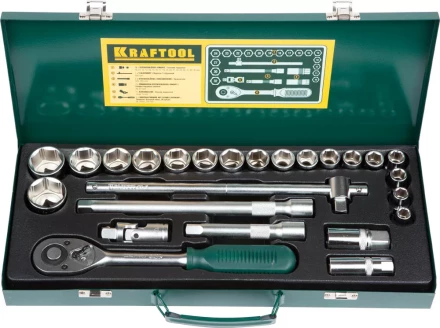 Набор торцовых головок KRAFTOOL &quot;INDUSTRIE QUALITAT&quot; (1/2&quot;) универсальный, Cr-V, металлический кейс, 25 предметов 27892-H25_z01 купить в Ноябрьске