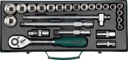 Набор торцовых головок KRAFTOOL &quot;INDUSTRIE QUALITAT&quot; (1/2&quot;) универсальный, Cr-V, металлический кейс, 25 предметов 27892-H25_z01 купить в Ноябрьске