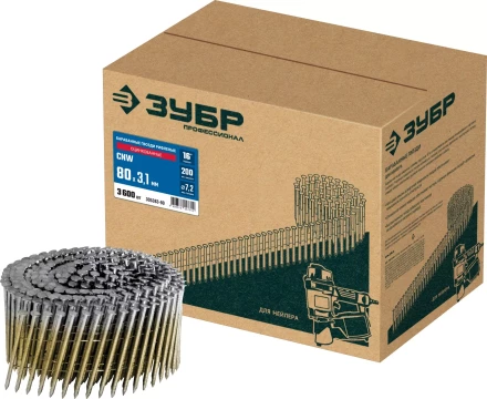 ЗУБР CNW 80 х 3.1 мм, барабанные гвозди рифленые оцинкованные, 3600 шт (305383-80) купить в Ноябрьске